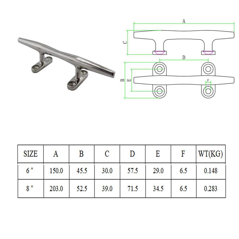 Ayunwei 316 Stainless Steel Dock Cleats Rope Cleat Open Base Cleat for Boats Marine and Decoration of 2 pcs 6" - BeesActive Australia
