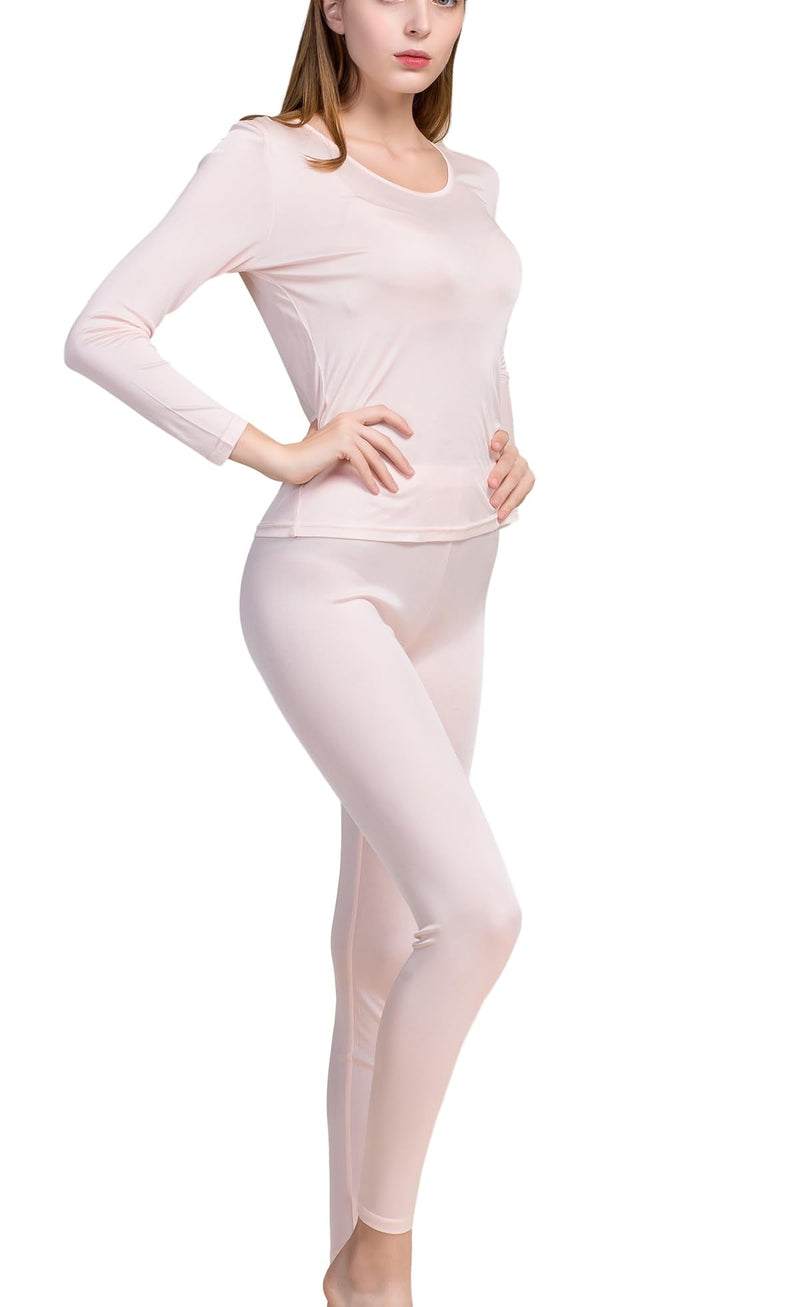Grenasasilk Womens Silk Long Underwear Mulberry Silk Long Johns Silk Thermal Underwear Sets Cold Weather Base Layer Large Flechcolor - BeesActive Australia
