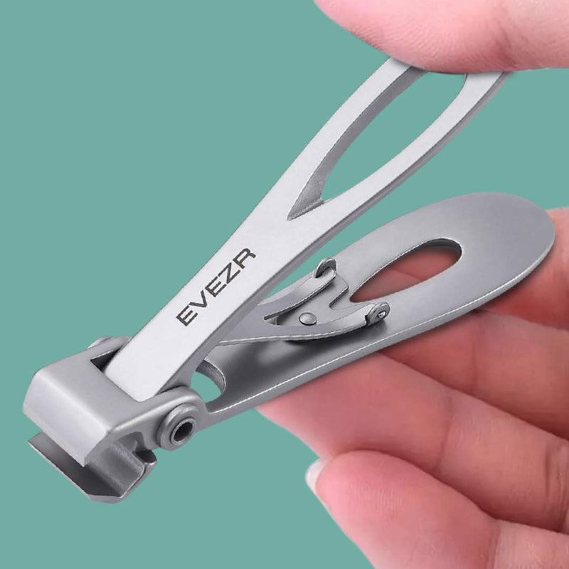 Evezr STRAIGHT EDGE Wide Jaw Nail Clippers, Heavy Duty 15mm Opening Clippers For Cutting Thick And Tough Toenails Or Fingernails, Stainless Steel Clipper And Nail File For Pedicure.… (Silver) - BeesActive Australia