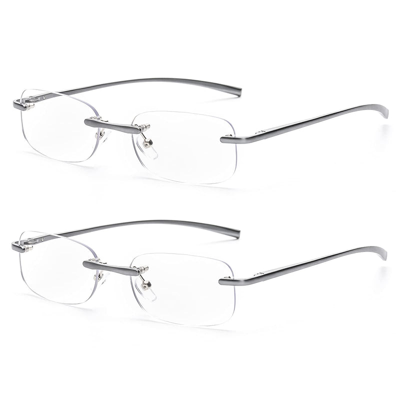 2 Pack Rimless Blue Light Blocking Reading Glasses for Men and Women with Spring Hinge Fashion Lightweight Computer Readers 2 Pack 1.0 x - BeesActive Australia