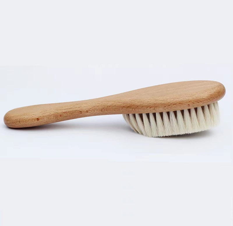 HUAYINGMEI Baby Hair Brush with Wooden Handle and Super Soft Goat Bristles for Newborns & Toddlers,Brown - BeesActive Australia