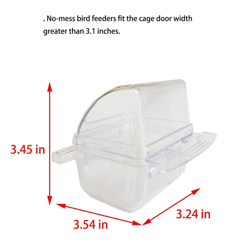 Pack of 4 Bird Feeders for Cage & Food Holder ,No Mess Parakeet Food Bowl with Cover, Clear Hanging Parrot Water Dispenser Perch Cup Waterer ,Bird Dishes Seed Cage Cups, Slot Replacement Feeder Bowls Clear Transparent - BeesActive Australia