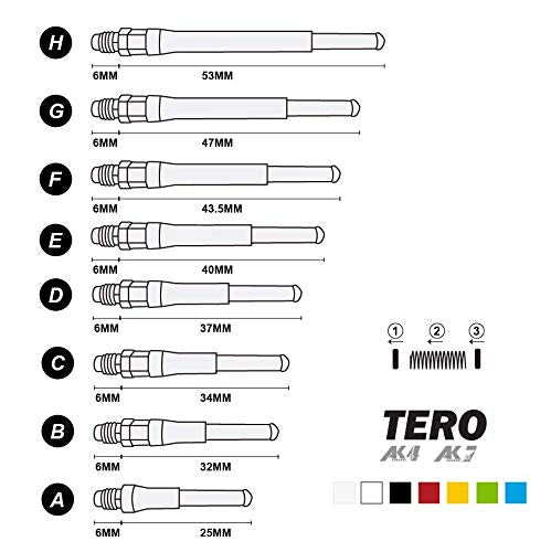 [AUSTRALIA] - CUESOUL 4 pcs TERO AK7 Dart Shafts Built-in Spring Telescopic for Steel Tip Darts and Soft Tip Darts Ice 43.5mm-Length F 