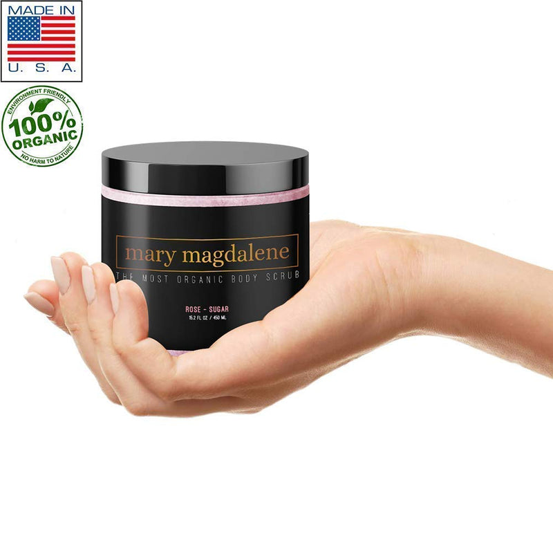 Mary Magdalene Rose & Sugar Body Scrub - 100% Natural, Moisturizing, Sweet Smelling & Organic – 15.2 Fl Oz Premium Exfoliating Body Scrub For Men & Women 15.2 Fl Oz (Pack of 1) - BeesActive Australia