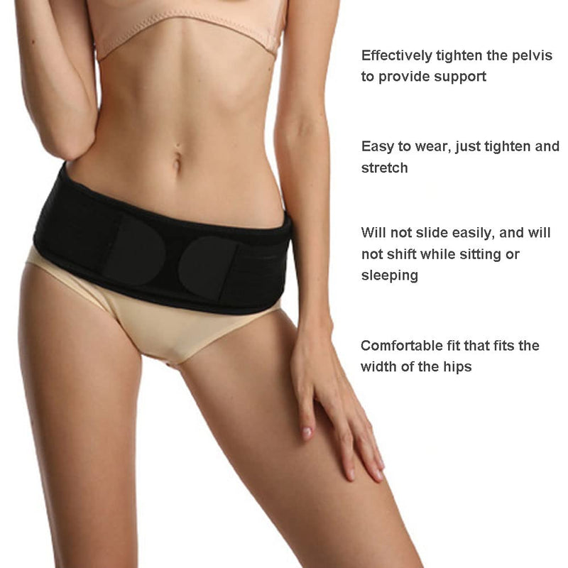 DZOZO Sacroiliac SI Joint Hip Belt Sacroiliac Joint Belt Elastic Support Band Anti-Slip Pelvic Lower Back Support Brace Sacroiliac Belt Compression Adjustable Sacroiliac Hip Waist Compression Belt Black-A - BeesActive Australia