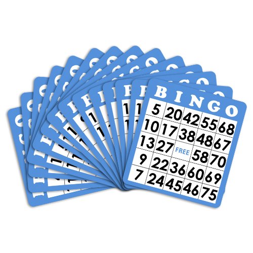 [AUSTRALIA] - 50-pack Blue Bingo Cards with Unique Numbers on Every Card - Family Bingo Game Accessories - Classic Classroom Number Matching Learning Activity - 50 Players 