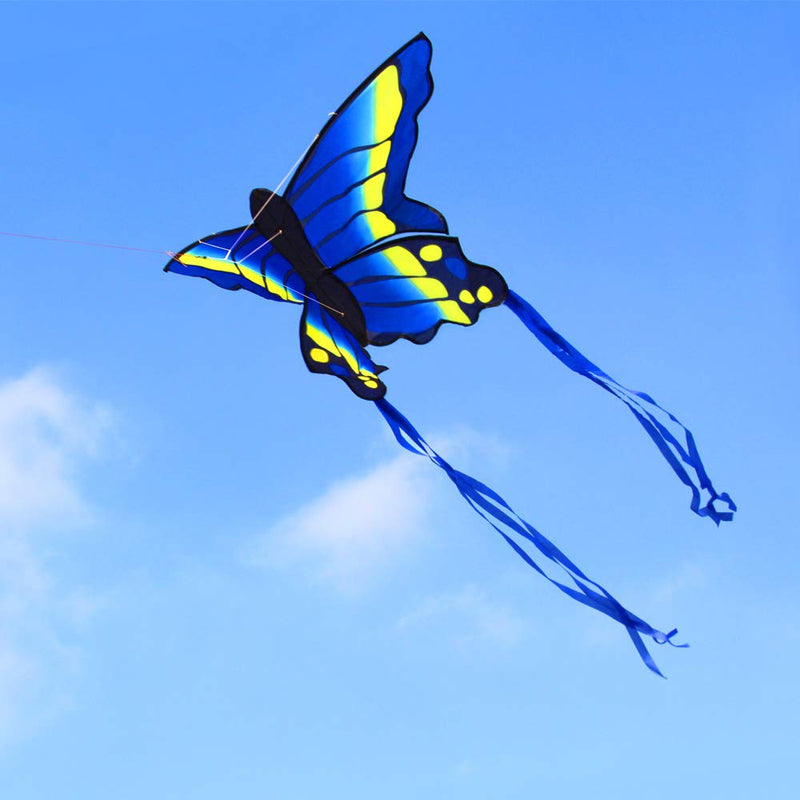 HENGDA KITE for Kids and Adults Amazing Colorful Butterfly Kite for Outdoor Games and Activities Single Line Kite with Flying Tools Blue - BeesActive Australia