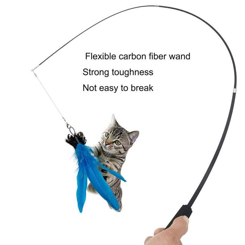 Cat Toys for Indoor Kitten Toys,2PCS Retractable Cat Wand Toys ,10PCS Teaser Refills&1PCS Hanging Door Self-Play Cat Toy,Interactive Feather Toy for Teaser Play and Chase Exercise with Kitten SET A - BeesActive Australia