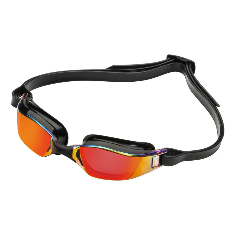Aqua Sphere XCEED Adult Swim Goggles - Curved Lens Technology, Adjustable Nose Bridge -| Unisex Adult, Red Titanium-Mirrored Lens, Black/Black Frame, One Size (EP3030101LMR) - BeesActive Australia