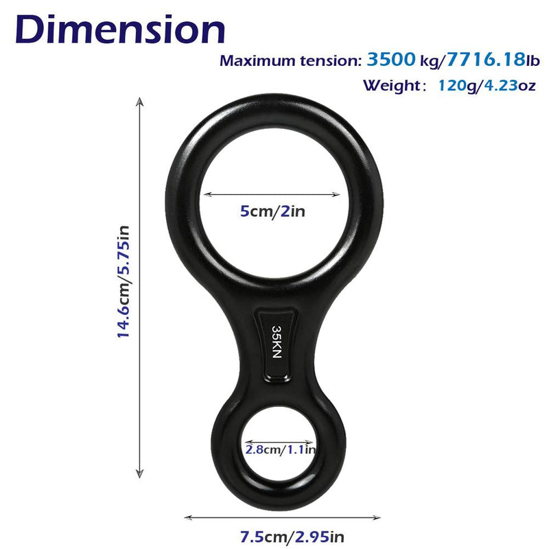 AOKWIT Rescue Figure 8 Descender Climbing Gear Downhill Equipment 35KN/3500kg 7075 Aluminum Alloy Rigging Plate for Climbing Belaying and Rappeling Device Black - BeesActive Australia