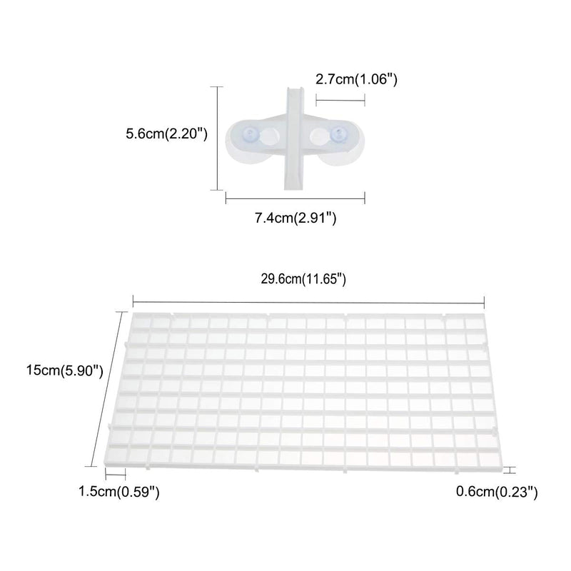 Senzeal 4PCS Aquarium Grid Divider Tray Egg Crate Aquarium Fish Tank Bottom Divider Isolation Board with Sucker Clips White - BeesActive Australia