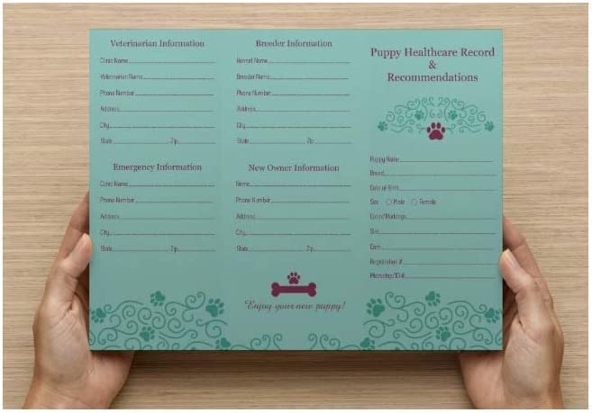 Legacy Canine Health Record - Tri-Fold - Puppy Health Record and Recommendations for New Homes - Dog Healthcare Record for Breeders 25-Pack - BeesActive Australia