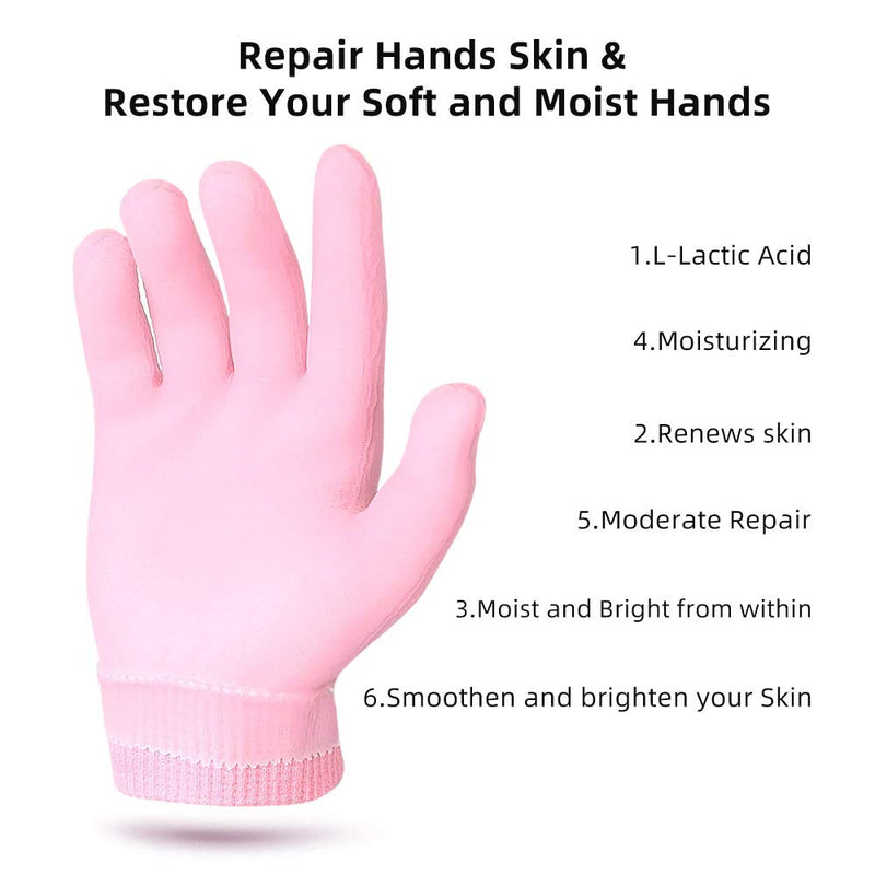 Moisturizing Gloves, Soft Gel Spa Glovers for Repairing and Softening Dry Cracked Hand Skins (Pink) Pink - BeesActive Australia