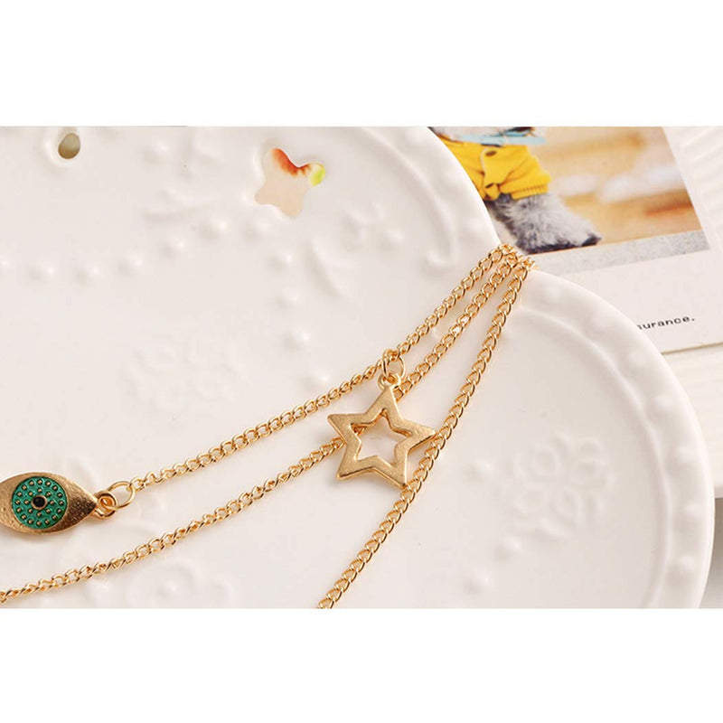 Funyrich Boho Layered Necklace Gold Short Cross Pendant Necklaces Chain Star Charm Necklace Jewelry for Women and Girls - BeesActive Australia