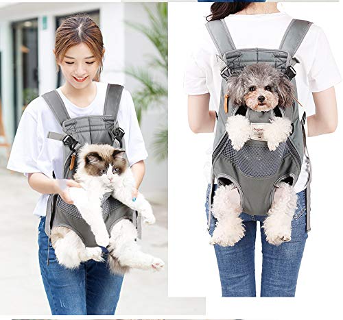 Jranter Pet Carrier Backpack for Small Medium Dogs Cats,Adjustable Pet Front Backpack Travel Bag, Legs Out Grey - BeesActive Australia