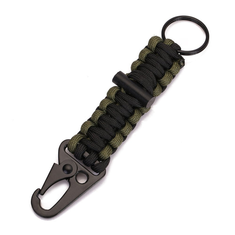 [AUSTRALIA] - EKLOEN 2 Pack Paracord Carabiner Survival Keychain Lanyard with Firestarter Black+Military Green 