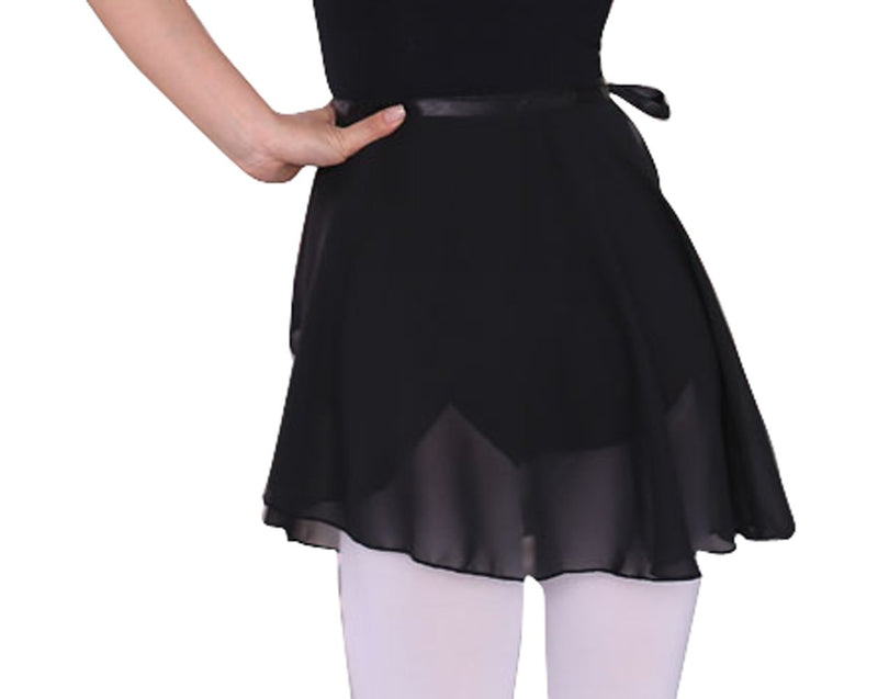 [AUSTRALIA] - woosun Adult Ladies Ballet Wrap Over Scarf Dance Leotard Skate Tutu Skirt Chiffon 38cm Black 