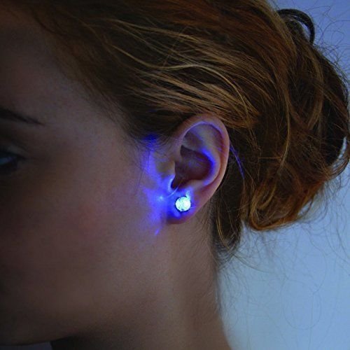 IC ICLOVER 1 Pairs LED Earrings Glowing Light Up Diamond Crown Ear Drop Pendant Stud Stainless Multi-Color for Party Festival -Blue - BeesActive Australia