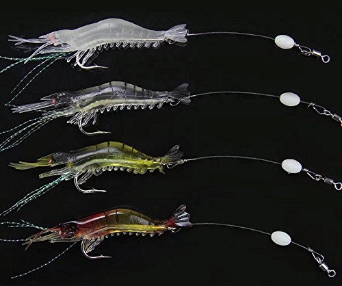 [AUSTRALIA] - nawaish Artificial Silicone Soft Bait Set, Luminous Shrimp Fishing Lure with Hook Fishing Tackle, Freshwater/Saltwater 20 Pcs 