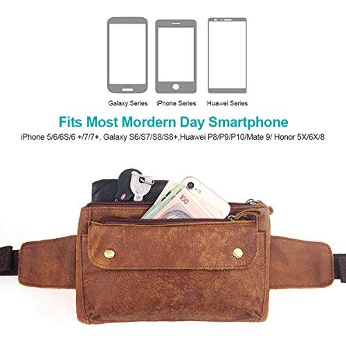 [AUSTRALIA] - Loyofun Unisex Brown Genuine Leather Waist Bag Messenger Fanny Pack Bum Bag for Men Women Travel Sports Running Hiking 