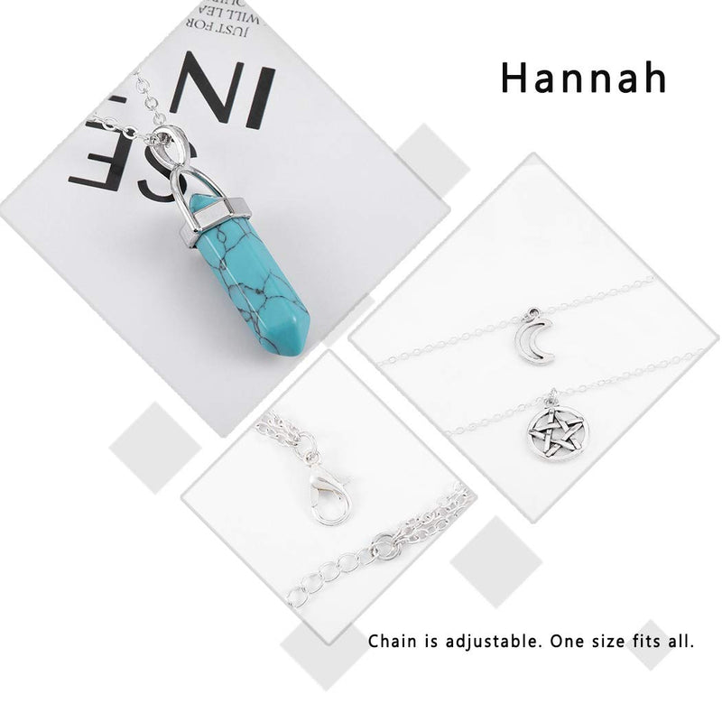 Hannah Boho Crystal Layered Necklaces Silver Short Moon Star Pendant Necklaces Chain Jewelry for Women and Girls - BeesActive Australia