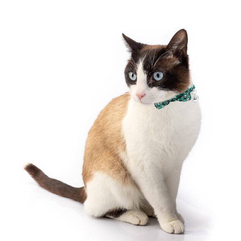 3 Pack Bowtie Skull Cat Collar Adjustable Quick Release Collar with Bell Black Pink and Green - BeesActive Australia
