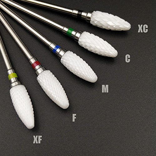 3/32” Flame-Shape Ceramic Nail Drill File Bits for Cuticle Clean Gel Remove Nail Salon Use on Electric Nail File Manicure Tools,Pack of 1(Grit:C - COARSE) - BeesActive Australia