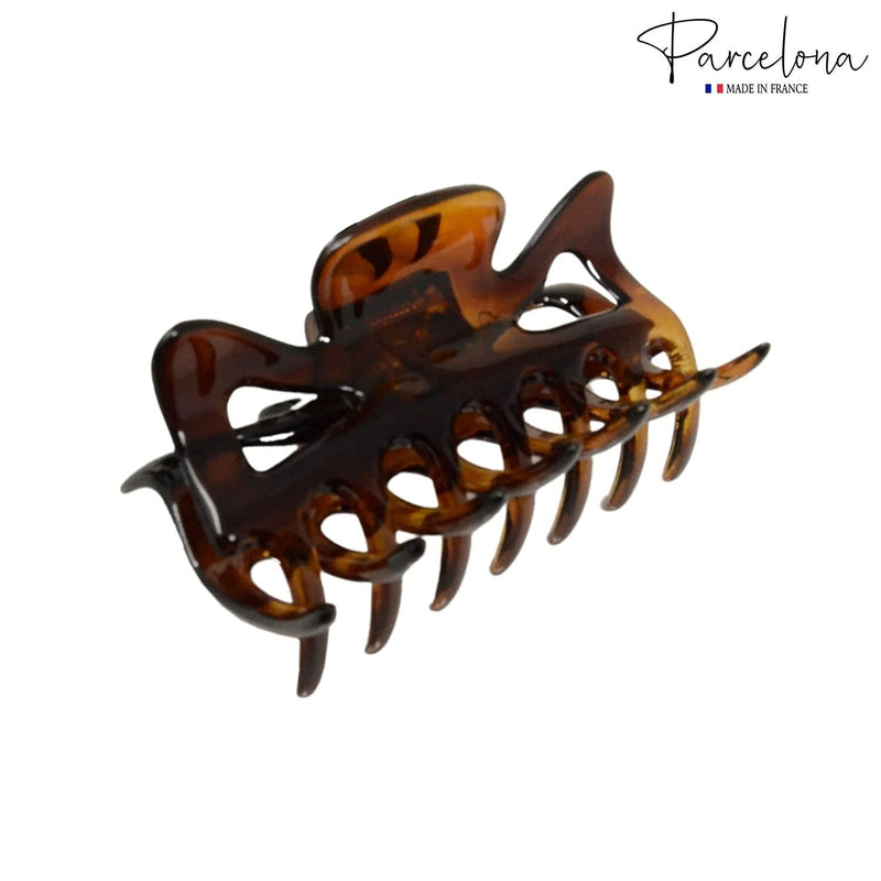 Parcelona French Classic Shaded Tortoise Shell Brown 3" Covered Spring Celluloid Made in France Jaw Claw Hair Clip Clutcher Clamp for Women and Girls - BeesActive Australia