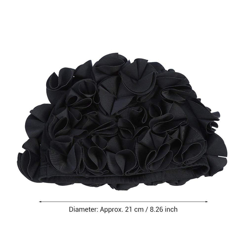 Womens Swim Hat, Floral Swim Hat for Womens, Vintage Style, Swimming/Bathing, Pretty Retro Swim Hat(Black) - BeesActive Australia