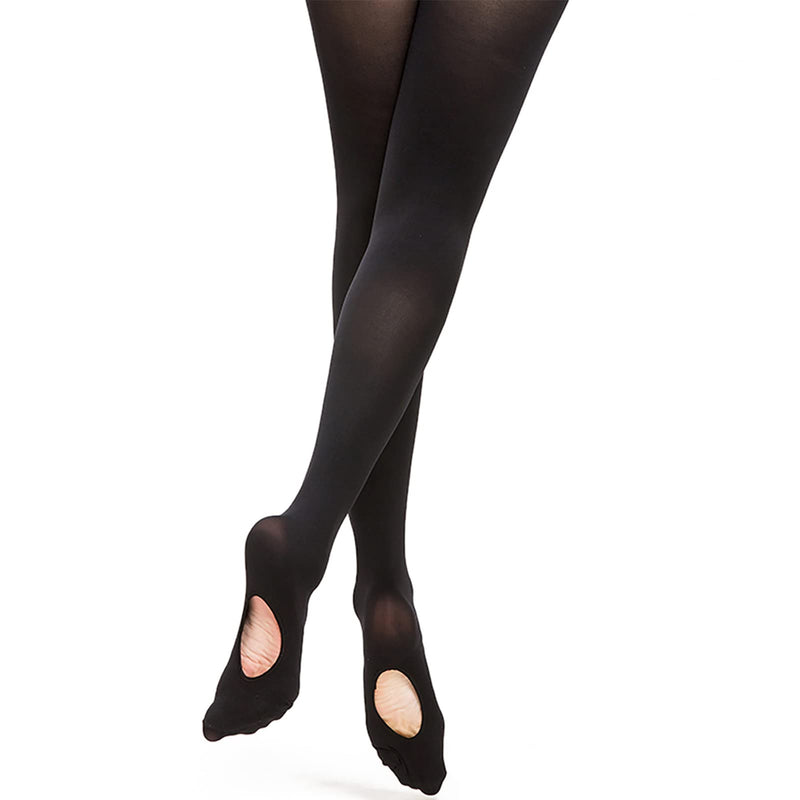 DANCEYOU Ballet Tights Full Footed/Convertible Soft Thick Dance Pantyhose for Toddler Girls Women Small 1 Pair: Black With Hole - BeesActive Australia