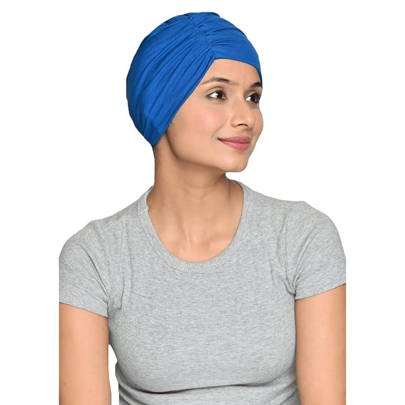 SAKUCHI Skin Friendly Bamboo Viscose Pleated Solid Sleep Cap for Women's (SS234) One Size-Medium Classic Blue - BeesActive Australia
