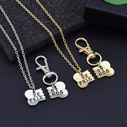 Best Friend Christmas Gifts Dog Bone Necklace Keychain Set for Dog Human Jewelry Set Pet Owner Birthday Friendship Gifts silver - BeesActive Australia