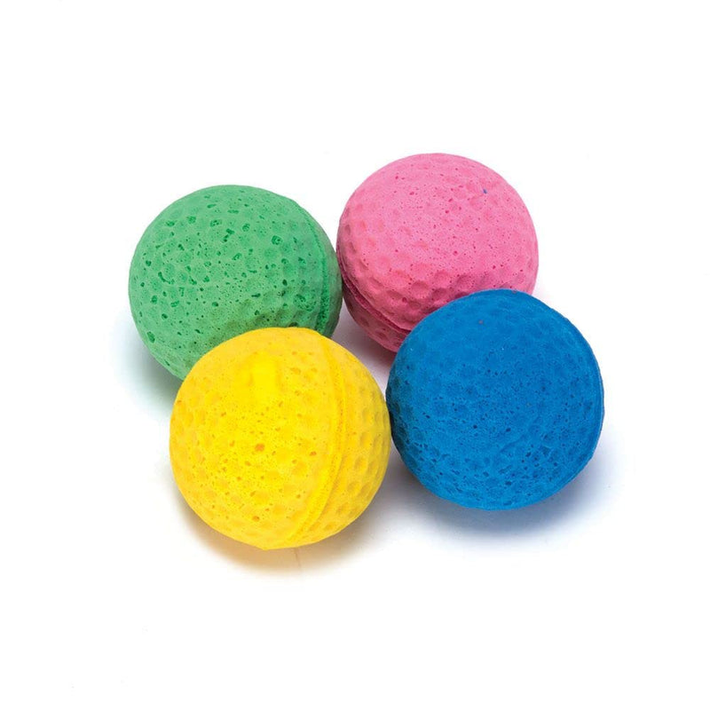 Boss Pet 04467 Scruff's Colorful Kitty Springy Foam Sponge Balls (4 Pack), Multicolor - BeesActive Australia