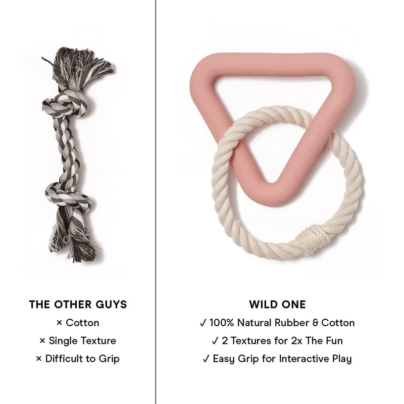 Wild One Small Triangle Tug Dog Toy for Small Breeds, Rope Toy, Durable Large Pink - BeesActive Australia