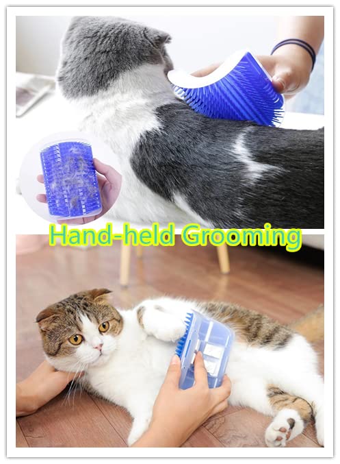 Magnoloran 6 Pack Cat Self Groomer with Catnip Pouch Wall Corner Groomers Cat Face Scratcher Pet Grooming Brush Massage Combs for Short Long Haired Cats Fur Pets Dog Kitten Puppy 2 Grey+1 Black+1 Dark Blue+1 Light Blue+1 Pink - BeesActive Australia