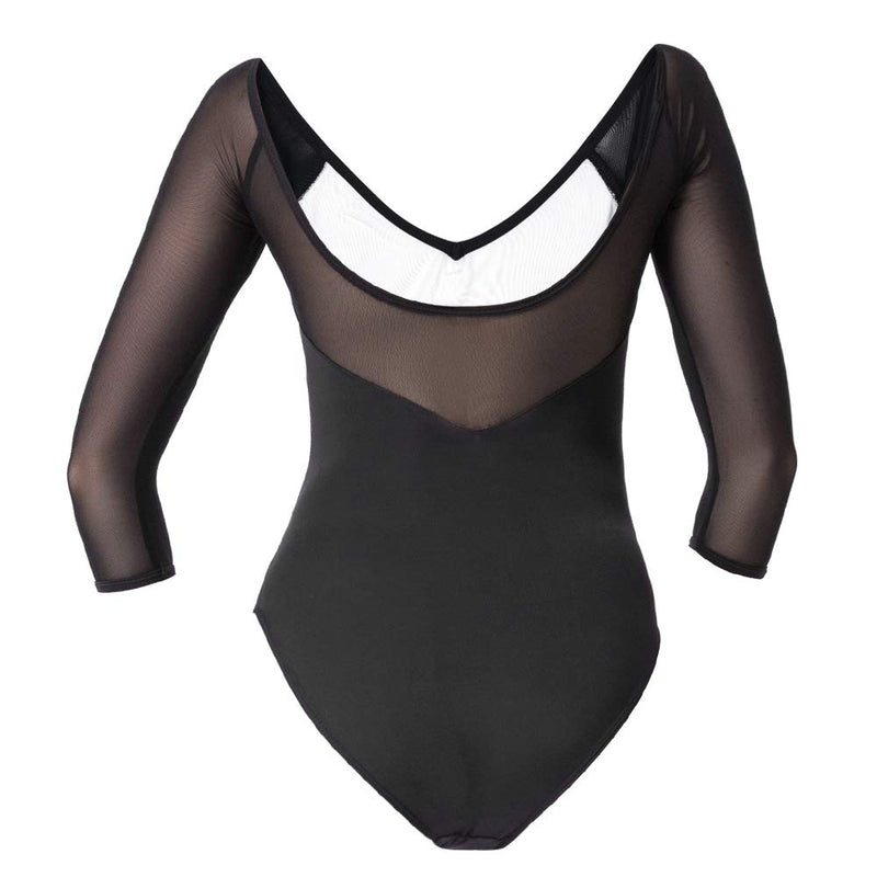 [AUSTRALIA] - Dance Ballet Leotards for Women Girls 3/4 Long Sleeve V-Neck Leotard（Black,S) Black XXL=height 5.2-5.35ft 