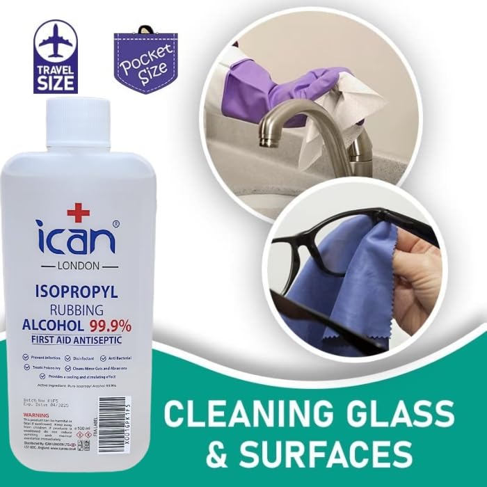 ican london isopropyl rubbing Alcohol 99.9% First aid Antiseptic Disinfectant 100ml - BeesActive Australia