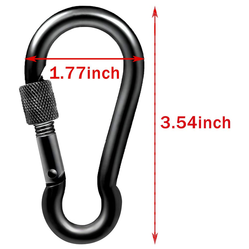 PROND Locking Carabiners, Heavy Duty Carabiner, 316 Stainless Steel Screw Lock Carabiner Hooks (Gold - 2PCS) Black - 2PCS - BeesActive Australia