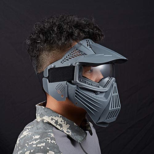 NINAT Airsoft Mask Tactical Masks Full Face with Lens Goggles Eye Protection for Halloween CS Survival Games Shooting Cosplay Mask Black Green Tan Grey Grey Mask Clearlens - BeesActive Australia