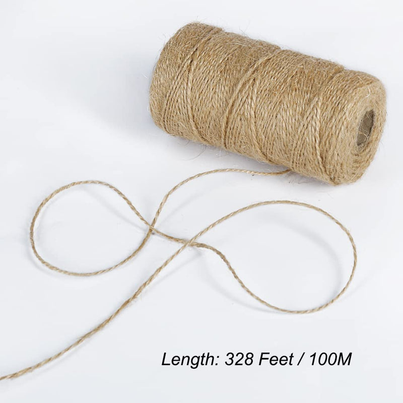 Tenn Well Natural Jute Twine, 328 Feet 2Ply Rustic Twine String for Crafts, Gift Wrapping, Packing, Christmas Decoration and Gardening Applications 328FT - BeesActive Australia