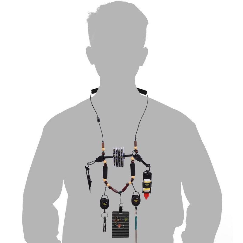 SF Fly Fishing Lanyard Necklace Unloaded Black Adjustable Tool Holder with Foam Neck Strap Horizontal Tippet Bar Quick Release for Fishing Accessories Black-Only Lanyard - BeesActive Australia