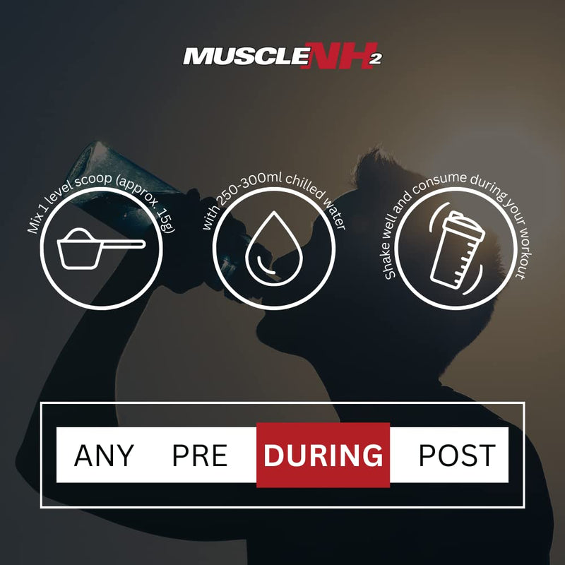 MuscleNh2 Essential Amino Pro Branch Chain Amino Acid Powder BCAA, EAA, Helps Build Lean Muscle and Speed Up Recovery, Blue Raspberry Flavour, 450g, 30 Servings (Pack of 1) - BeesActive Australia