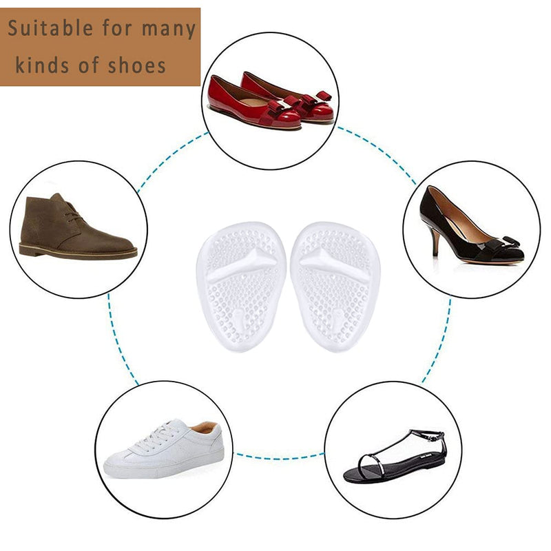 nuoshen 2 Pairs Gel Insoles Women, Metatarsal Gel Cushion Foot Pain Relief Pads Ball Foot Gel Pads Cushions (Transparent) - BeesActive Australia