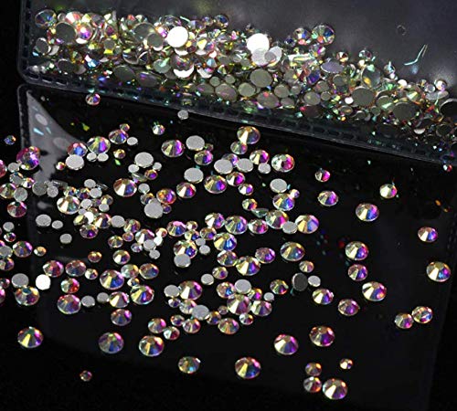 LASSUM 1440 Pcs 2.0mm Flatback Diamond Glass Rhinestones Iridescent Crystals,Mini Rhinestones Ab Clear Tiny Rhinestones Nail Art Gems Nail Decorations - BeesActive Australia