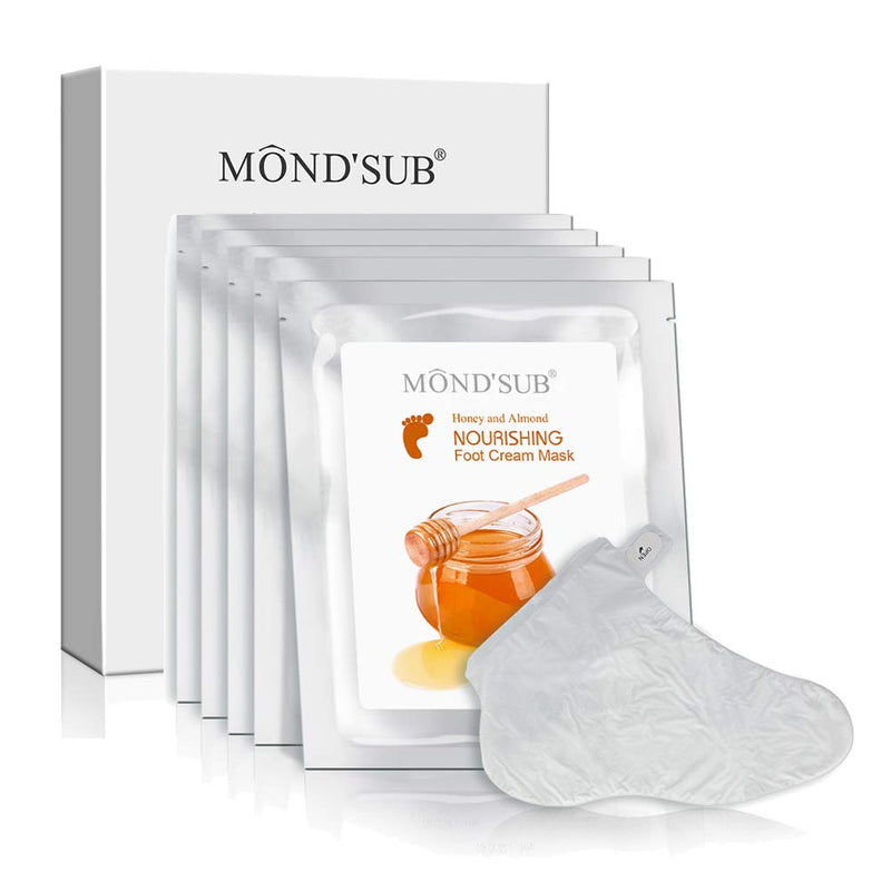 5 Pairs of MOND'SUB Honey & Almond Nourishing Foot Masks - Baby Foot Moisturizing Mask for Dry Skin to Removing Dead Skin & Repairing Rough Heels & Foot Crack Honey and Almond - BeesActive Australia