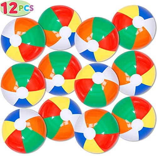 [AUSTRALIA] - JOYIN 12” Rainbow Beach Balls (12 Pack); Inflatable 12pcs Beach Pool Party Toys 