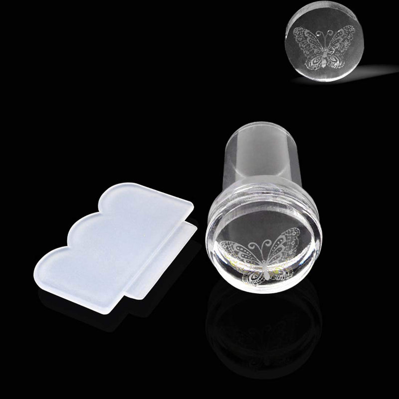 YASUOA 6 Pieces Clear Nail Stampers witn 6 Pieces Nail Scrapers for DIY Nail Art Tools Soft Silicone Jelly Refill Head Image Plate Stamping Manicure Print Tools Make Up Beauty - BeesActive Australia