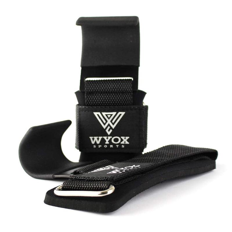 Professional Lifting Straps and Heavy Duty Hooks | 7mm Think Neoprene Padded Wrist Wraps for Weightlifting Support & Grip - Ideal Gym Gloves for Men Women PAIR - Black - BeesActive Australia