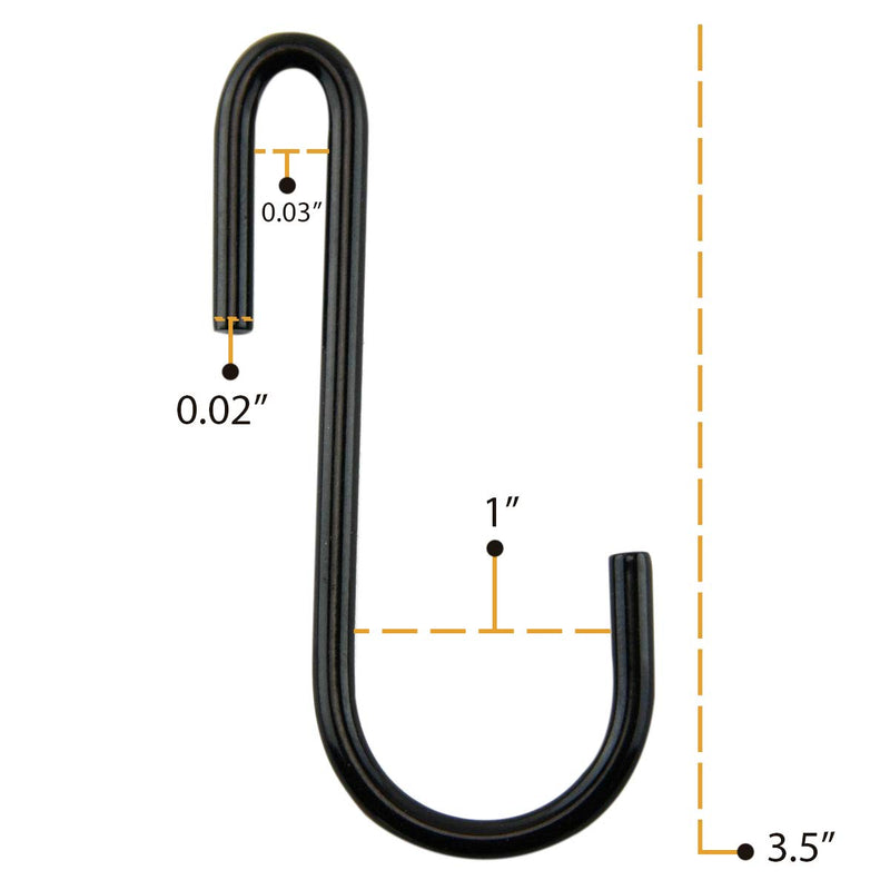 WALLNITURE Multipurpose S Shape Utility Hooks Stainless Steel Black 3.5 Inches Set of 10 - BeesActive Australia