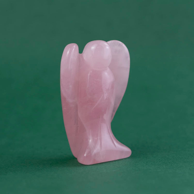 Ouubuuy Natural Rose Quartz Crystal Angel Pocket Guardian Angel Figurines Gift for Reiki Healing 1.5“ Pink Quartz - BeesActive Australia